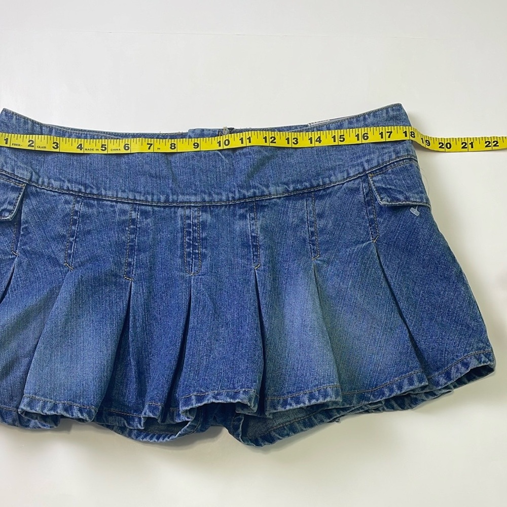 BONGO Denim Pleated Mini Skort - Blue - Picture 11 of 15